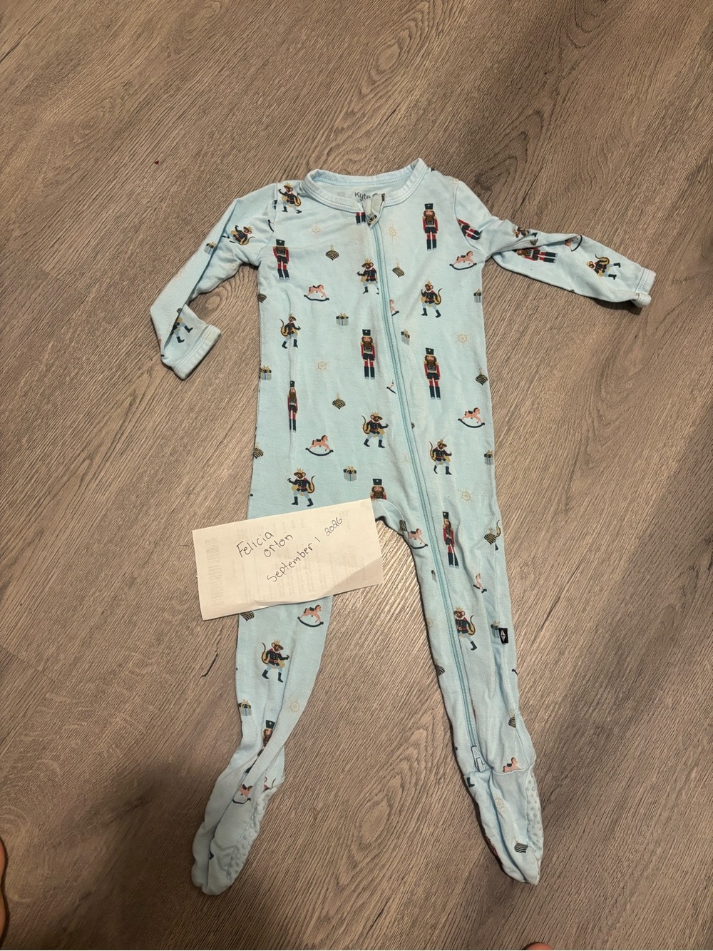 Kyte BABY Light Blue Nutcracker Print Footed One-Piece